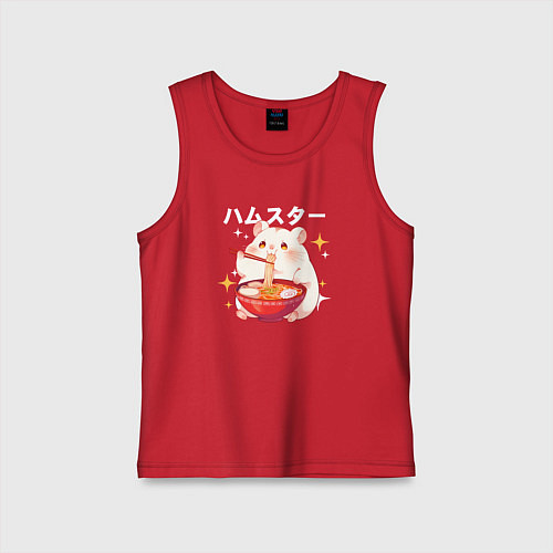 Детская майка A hamster eats noodles / Красный – фото 1