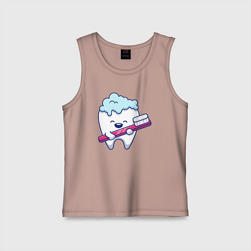 Детская майка Весёлый зубик / Пыльно-розовый – фото 1