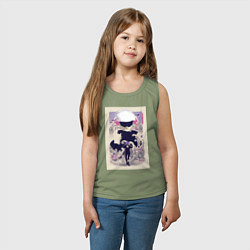 Майка детская хлопок Магическая битва Сатору Годзё арт повязка, цвет: авокадо — фото 2