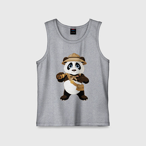 Детская майка Веселая панда следопыт / Меланж – фото 1