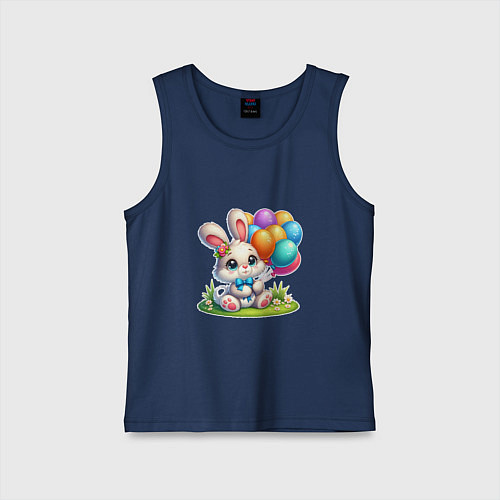 Детская майка Зайчик с воздушными шарами / Тёмно-синий – фото 1