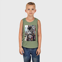 Майка детская хлопок Нью-Йоркский панк музыкант - нейросеть, цвет: авокадо — фото 2