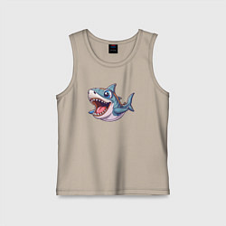 Майка детская хлопок Позитивная акула, цвет: миндальный