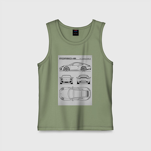 Детская майка Porsche 911 гоночный автомобиль / Авокадо – фото 1