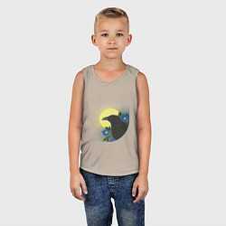 Майка детская хлопок Чёрный ворон на ветке под луной, цвет: миндальный — фото 2
