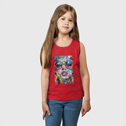 Майка детская хлопок Лицо девушки из обрезков газет, цвет: красный — фото 2