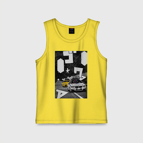Детская майка BMW автомобиль initial d / Желтый – фото 1