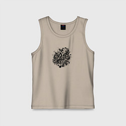 Майка детская хлопок Орнамент со скрипичным ключом тату стиль, цвет: миндальный