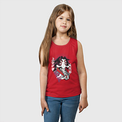Майка детская хлопок Клинок рассекающий демонов 1 Высшая Луна Кокушибо, цвет: красный — фото 2