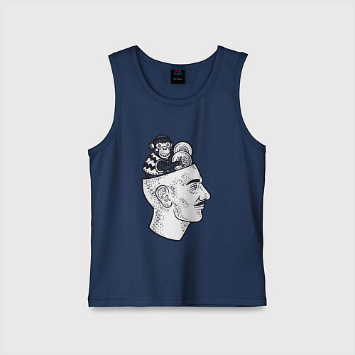 Детская майка Обезьяна в голове / Тёмно-синий – фото 1