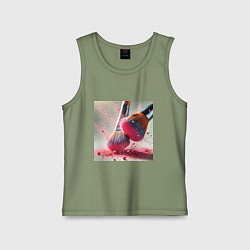 Майка детская хлопок Розовый макияжный вихрь, цвет: авокадо