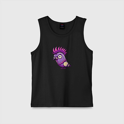 Детская майка Голубь панк с ирокезом / Черный – фото 1