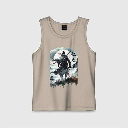 Детская майка Призрак Цусимы - Японский самурай / Миндальный – фото 1