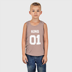 Майка детская хлопок Футбольная надпись 01 король, цвет: пыльно-розовый — фото 2