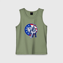 Майка детская хлопок USA elephant, цвет: авокадо