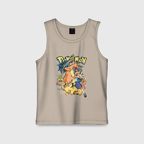 Детская майка Покемоны все Pokemons / Миндальный – фото 1