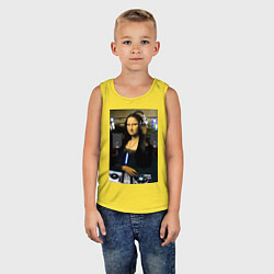 Майка детская хлопок Мона Лиза диджей, цвет: желтый — фото 2