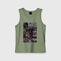 Майка детская хлопок Художник коллаж, цвет: авокадо