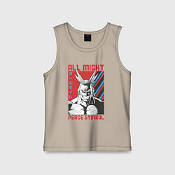 Майка детская хлопок Моя геройская академия All Might pease symbol, цвет: миндальный