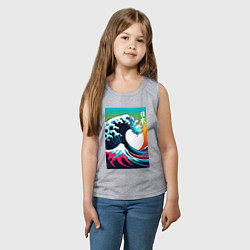 Майка детская хлопок Japanese wave - ai art, цвет: меланж — фото 2