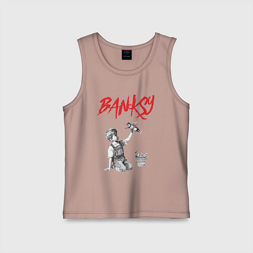 Детская майка Стрит арт граффити Бэнкси - мальчик / Пыльно-розовый – фото 1