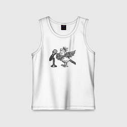 Майка детская хлопок Попугай певец, цвет: белый