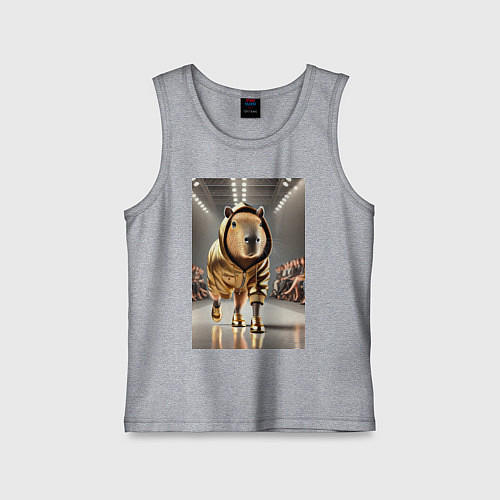 Детская майка Капибара без лапки на модном показе в золоте / Меланж – фото 1