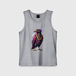 Майка детская хлопок Ворона увешанная украшениями, цвет: меланж