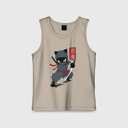 Майка детская хлопок Ниндзя кот, цвет: миндальный