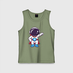 Майка детская хлопок Супермен астронавт, цвет: авокадо