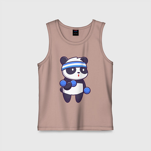 Детская майка Панда в спортзале / Пыльно-розовый – фото 1