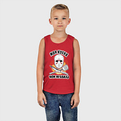 Майка детская хлопок Моя кухня мои правила надпись повара и хоккейная м, цвет: красный — фото 2