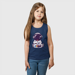 Майка детская хлопок Астронавт ест суши, цвет: тёмно-синий — фото 2