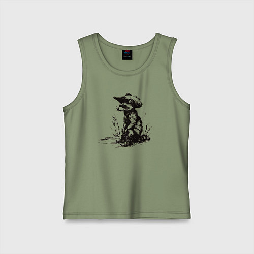 Детская майка Енот ковбой / Авокадо – фото 1