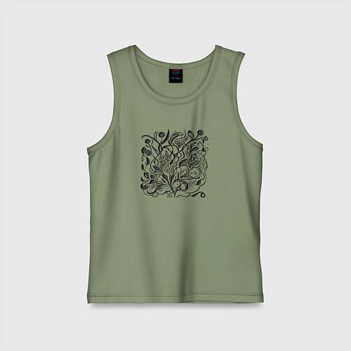 Детская майка Абстрактные цветы и линии / Авокадо – фото 1