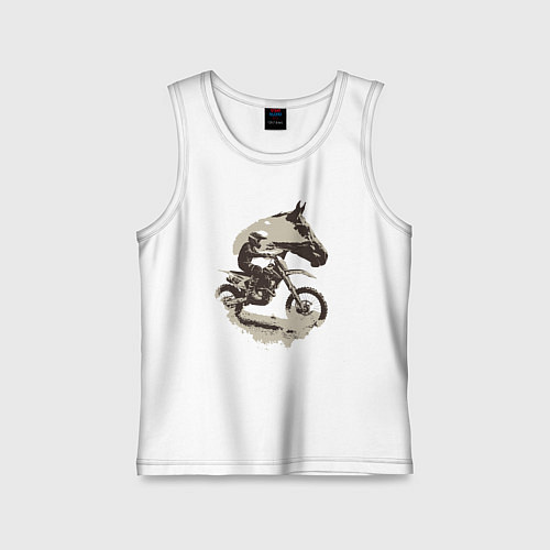 Детская майка Мотокросс и лошади / Белый – фото 1