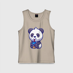 Майка детская хлопок Панда и напиток, цвет: миндальный