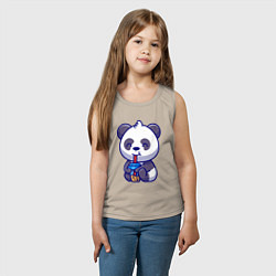 Майка детская хлопок Панда и напиток, цвет: миндальный — фото 2