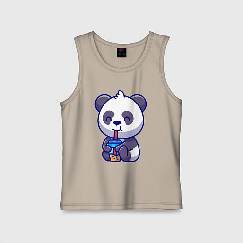 Детская майка Панда и напиток / Миндальный – фото 1