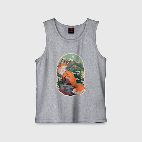 Детская майка Лиса и горы / Меланж – фото 1