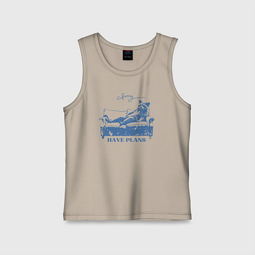 Детская майка Енот лежит на диване и чилит / Миндальный – фото 1