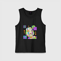 Майка детская хлопок Мэрилин Монро абстрактный женский портрет, цвет: черный