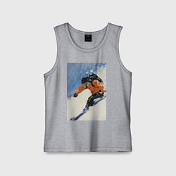 Майка детская хлопок Горнолыжный спорт спуск - живопись маслом, цвет: меланж