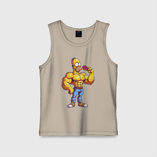 Детская майка Гомер культурист / Миндальный – фото 1