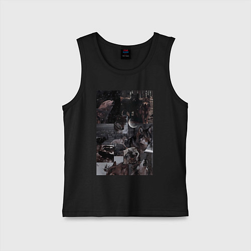 Детская майка Волки коллаж / Черный – фото 1