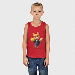 Майка детская хлопок Лисичка в школьной форме, цвет: красный — фото 2