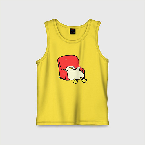 Детская майка Толстая утка в кресле / Желтый – фото 1