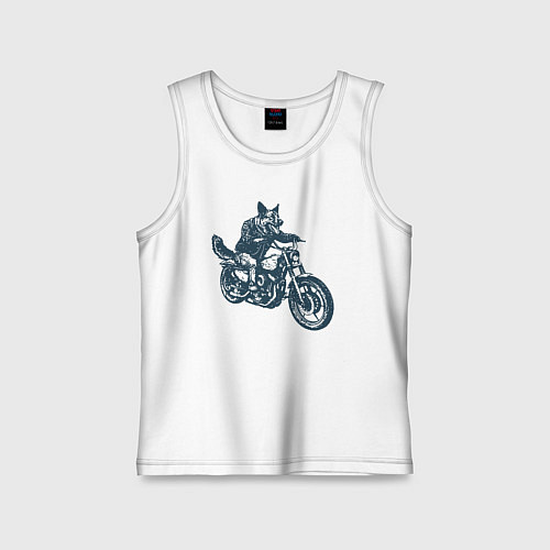 Детская майка Овчарка байкер на мотоцикле чоппере / Белый – фото 1