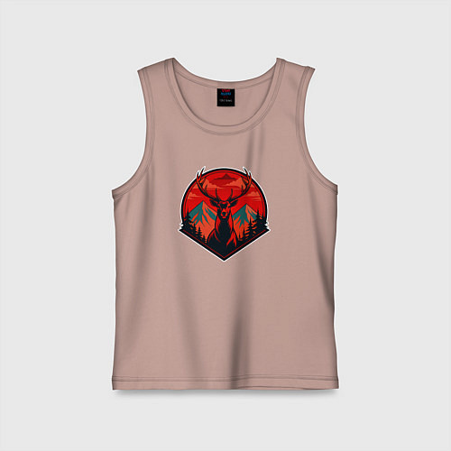 Детская майка Олень на фоне гор / Пыльно-розовый – фото 1