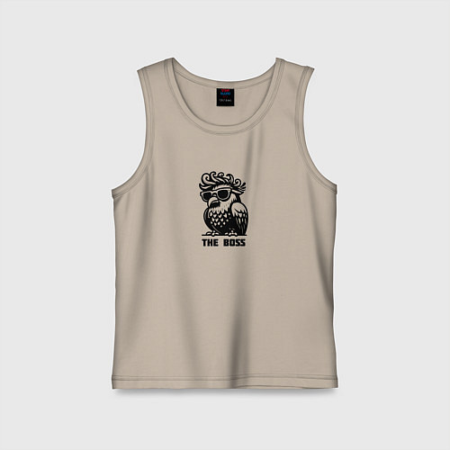 Детская майка Крутой голубь в очках и надпись - The Boss / Миндальный – фото 1